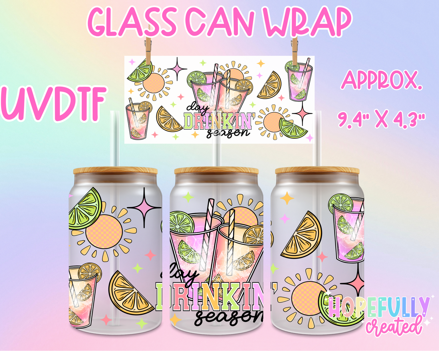 Day Drinkin' Season UVDTF Glass Can Wrap