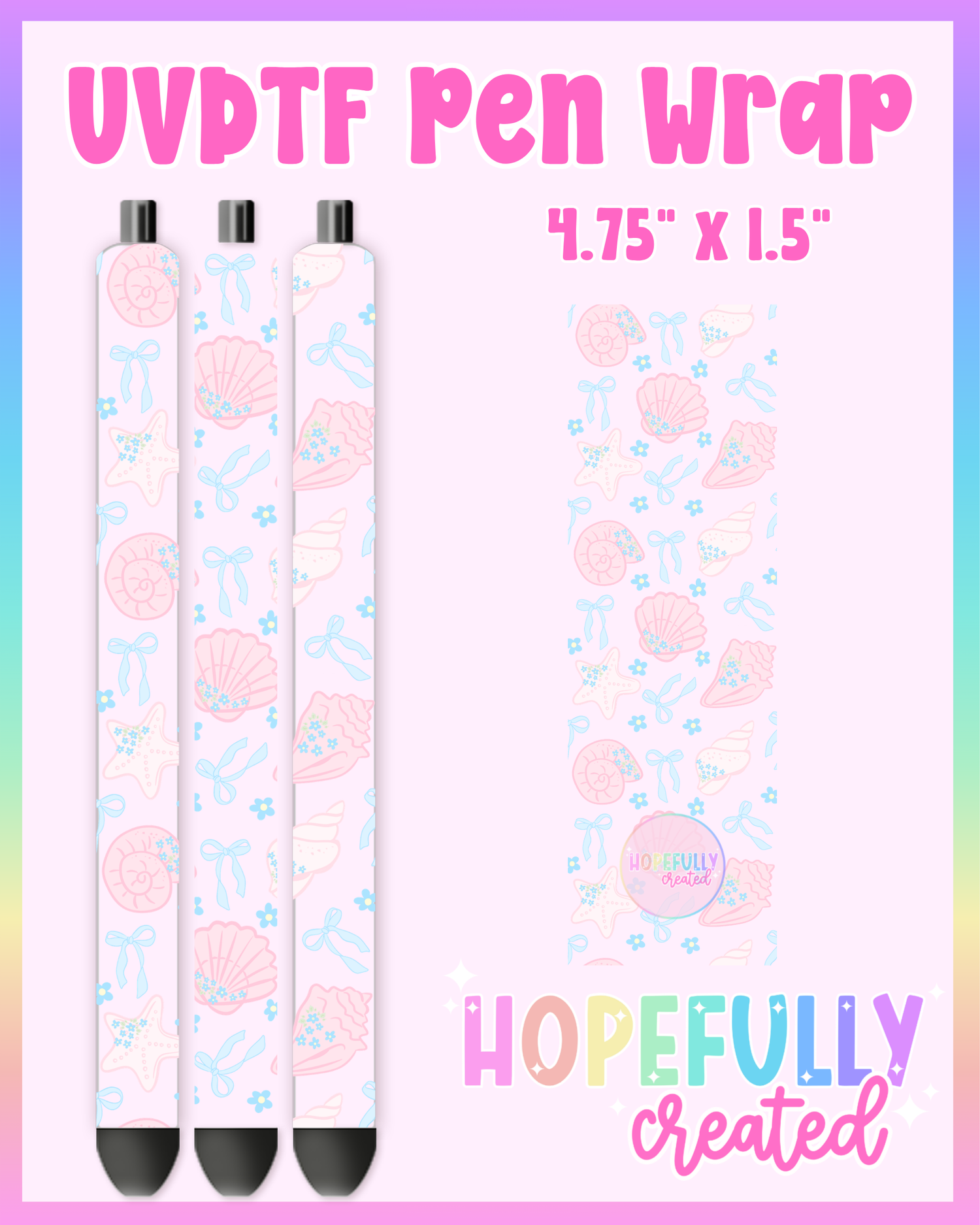 Seashells UVDTF Pen Wrap