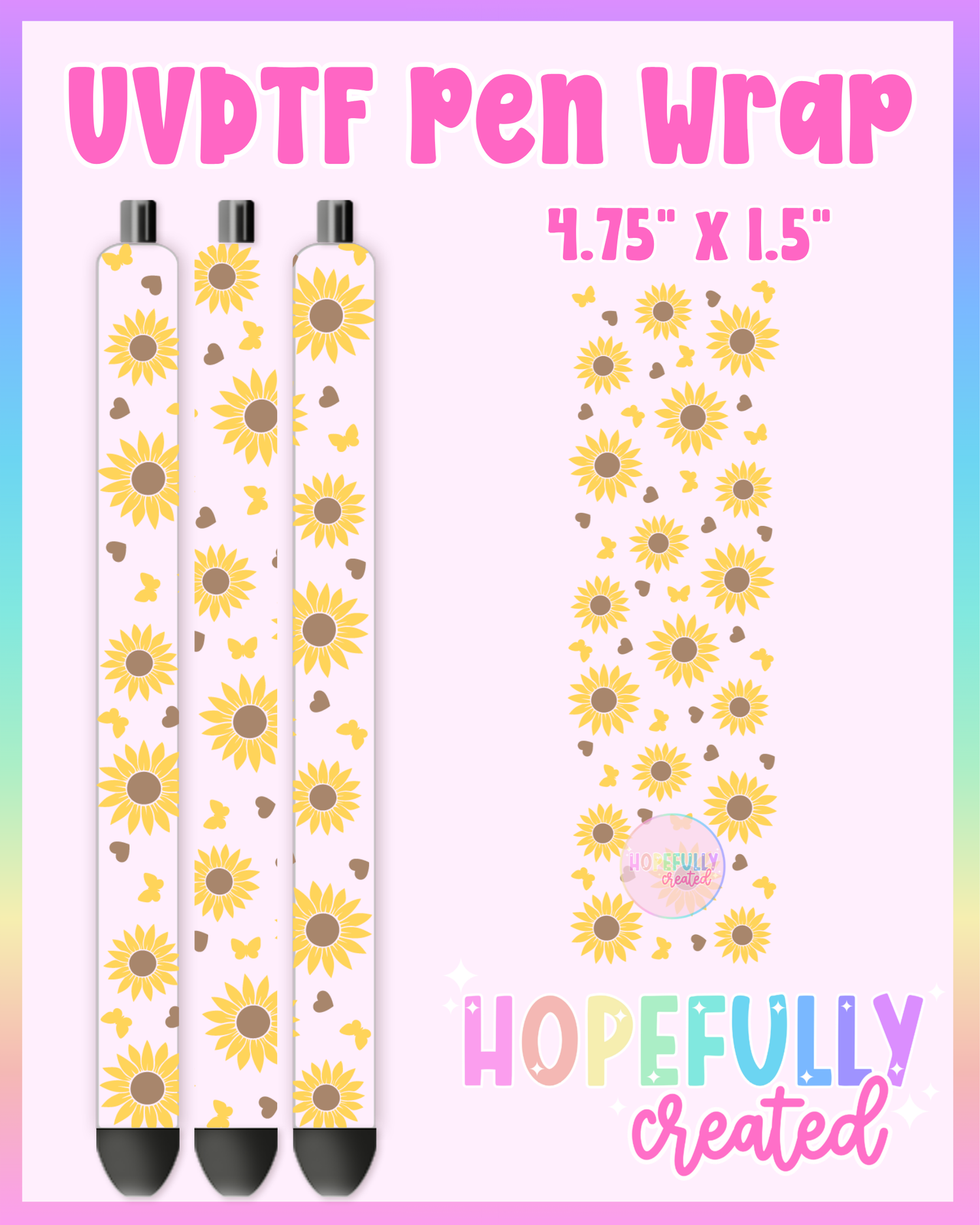 Sunflower UVDTF Pen Wrap