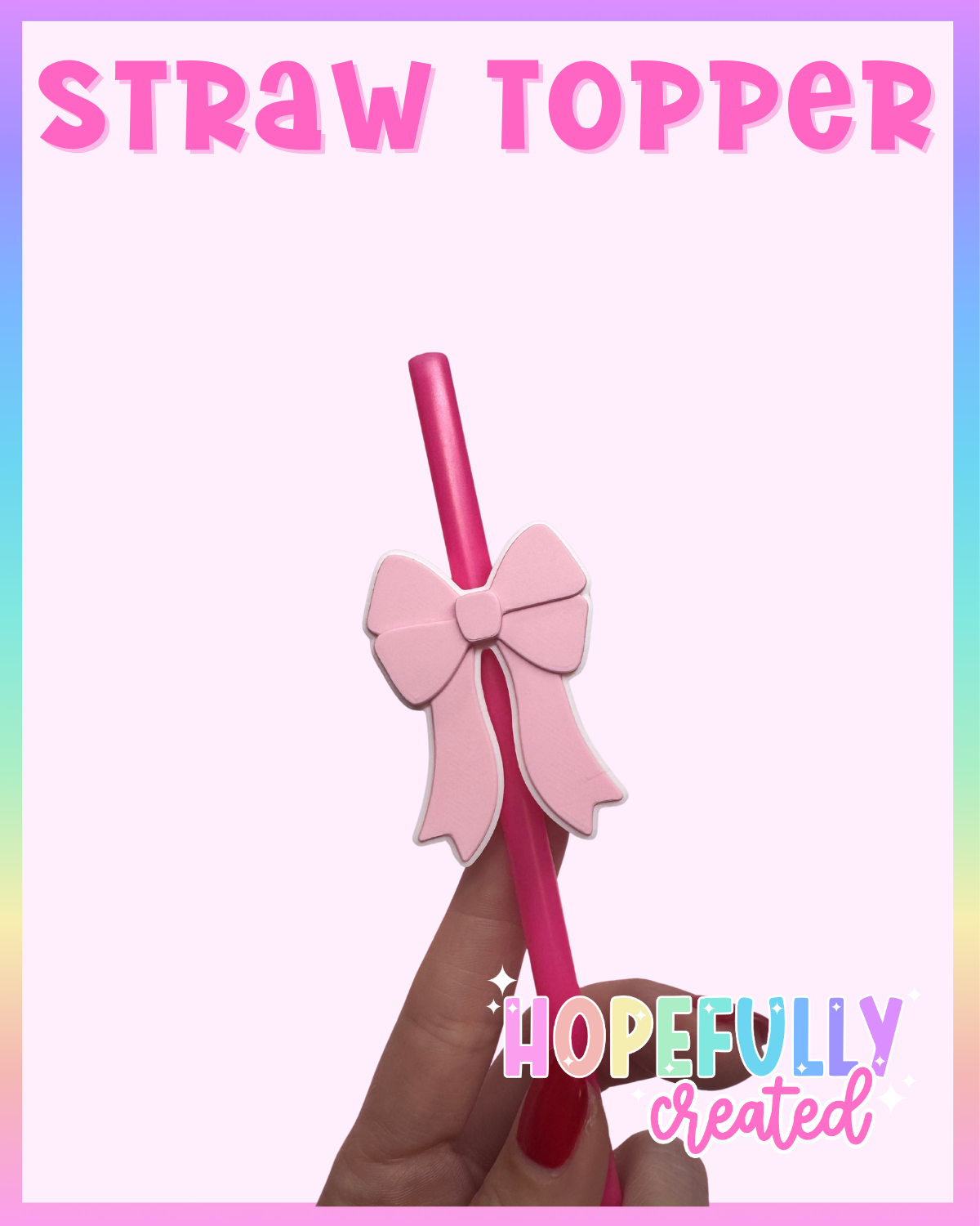 Girly Bow Straw Topper