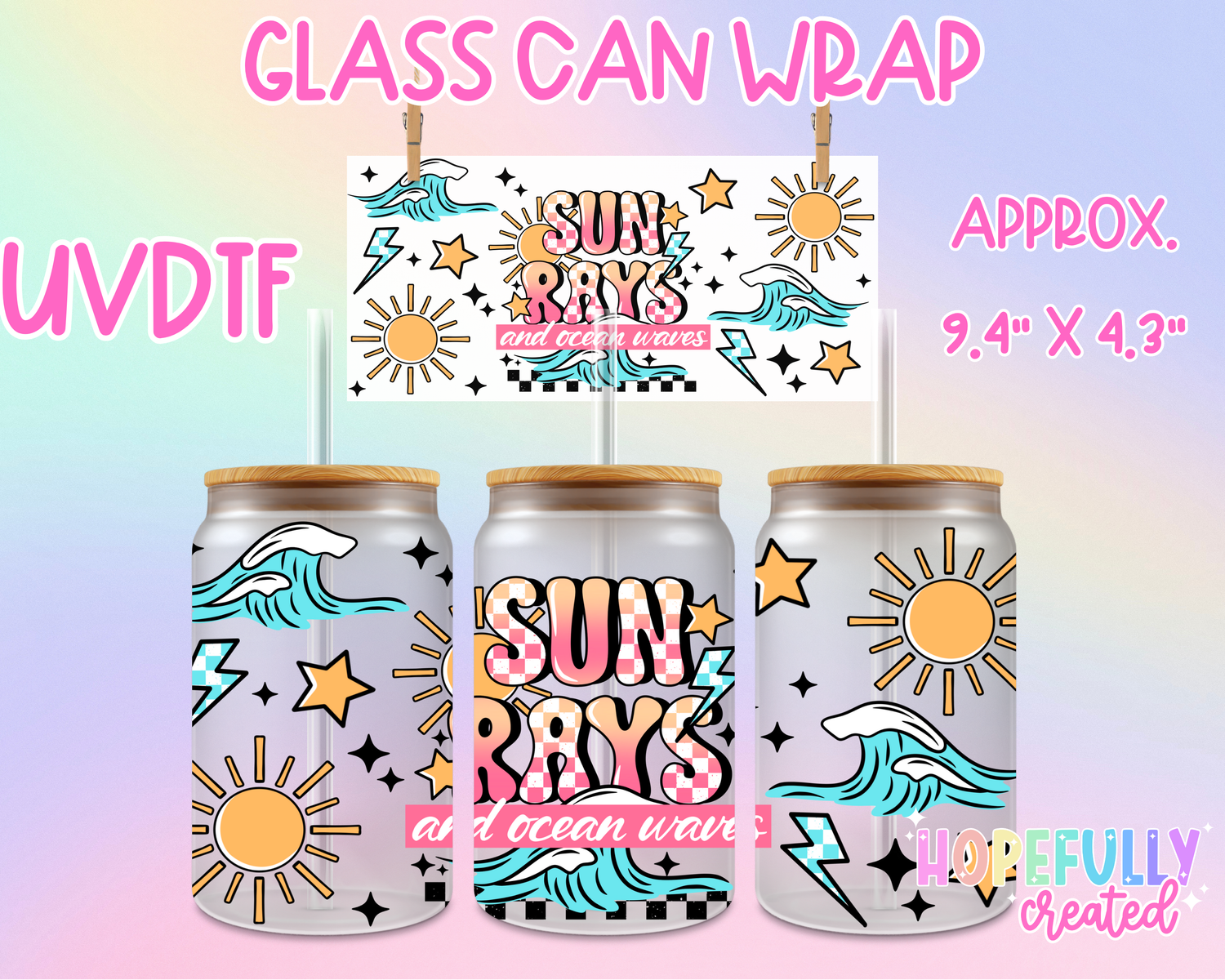 Sun Rays UVDTF Glass Can Wrap