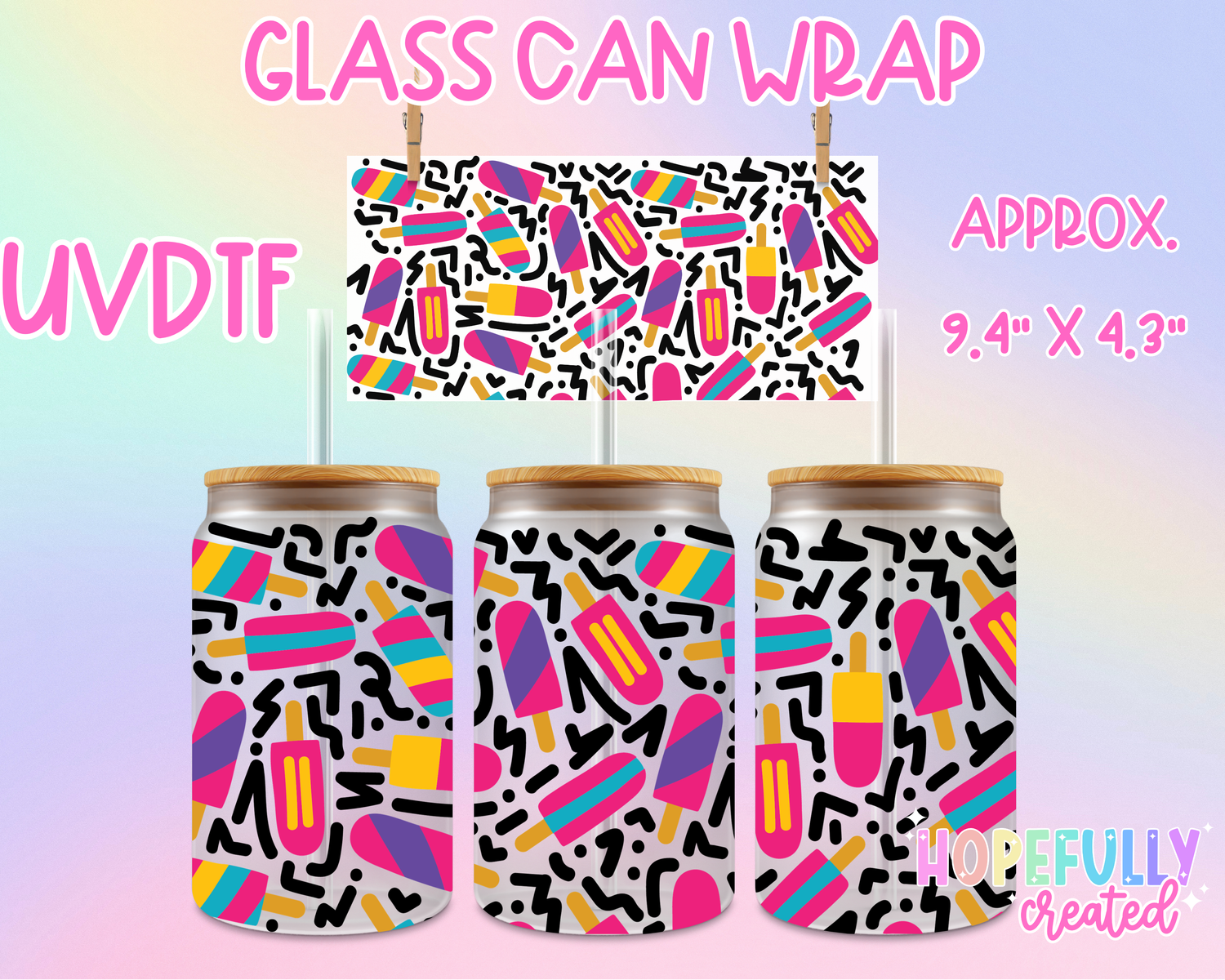 Popsicles UVDTF Glass Can Wrap