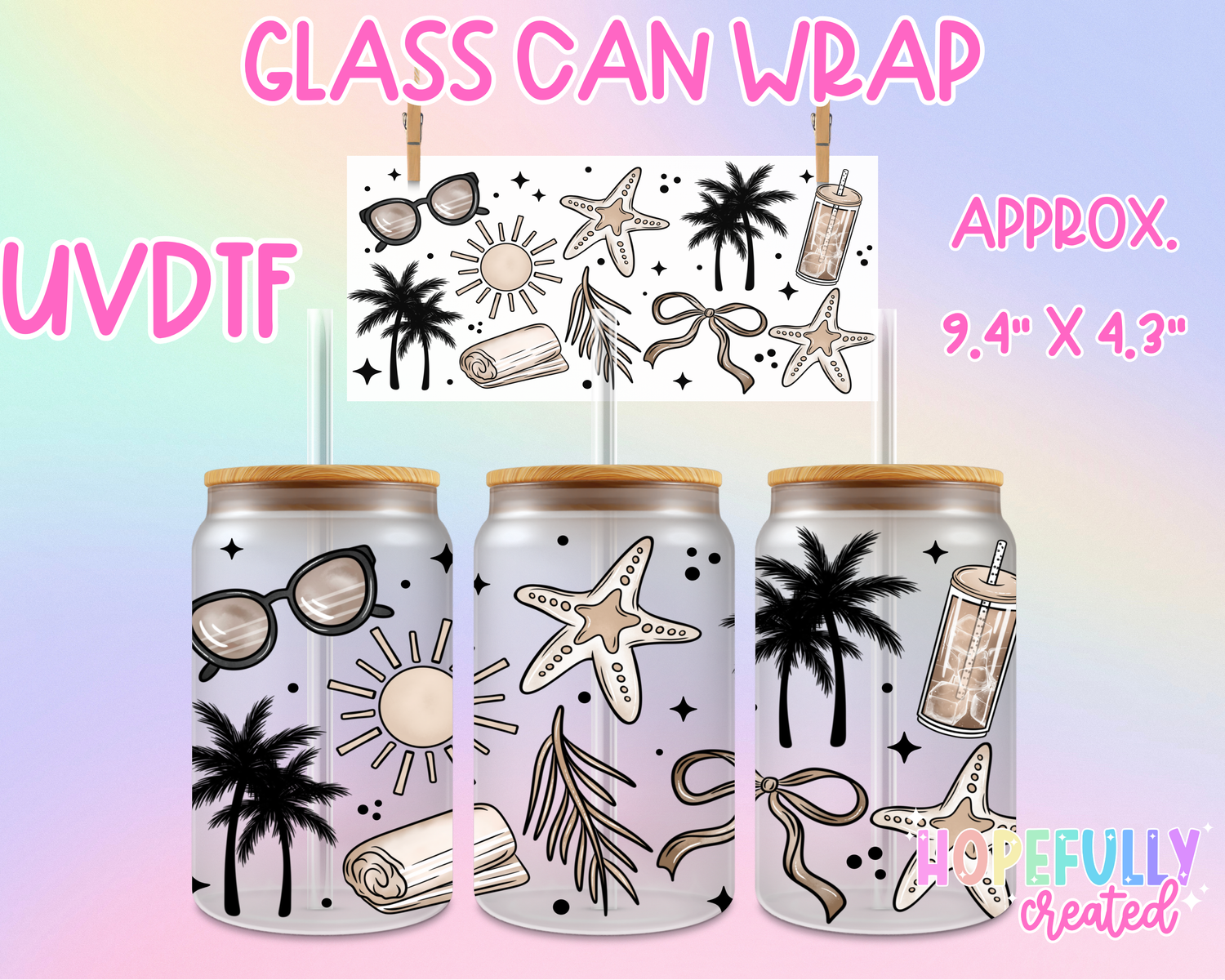 Beach UVDTF Glass Can Wrap