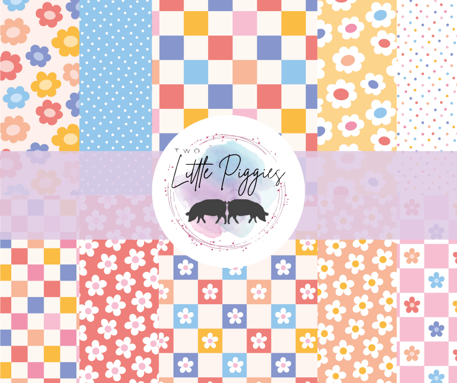 Printed Vinyl - Checkers and Flowers