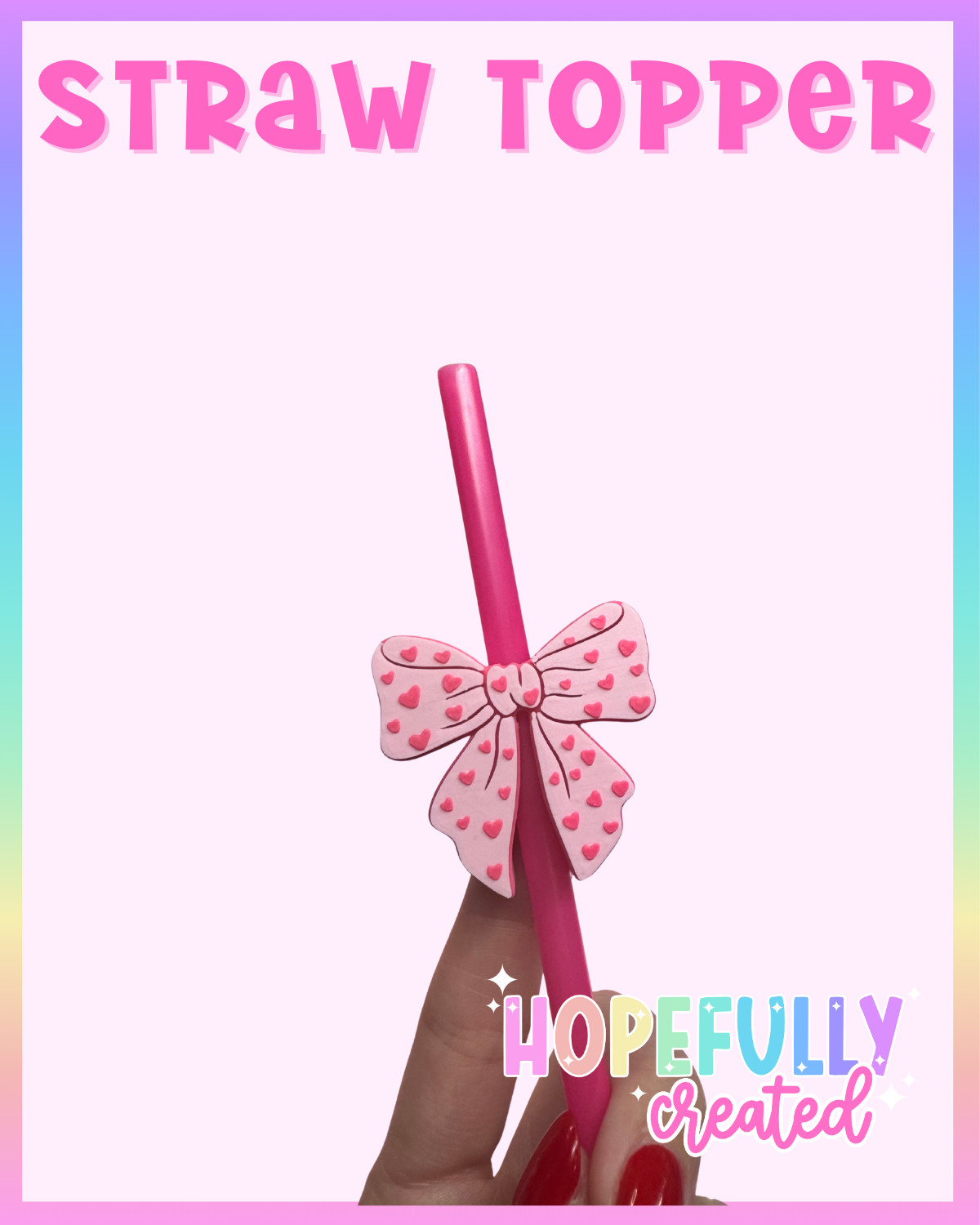 Pink/Pink Bow Straw Topper