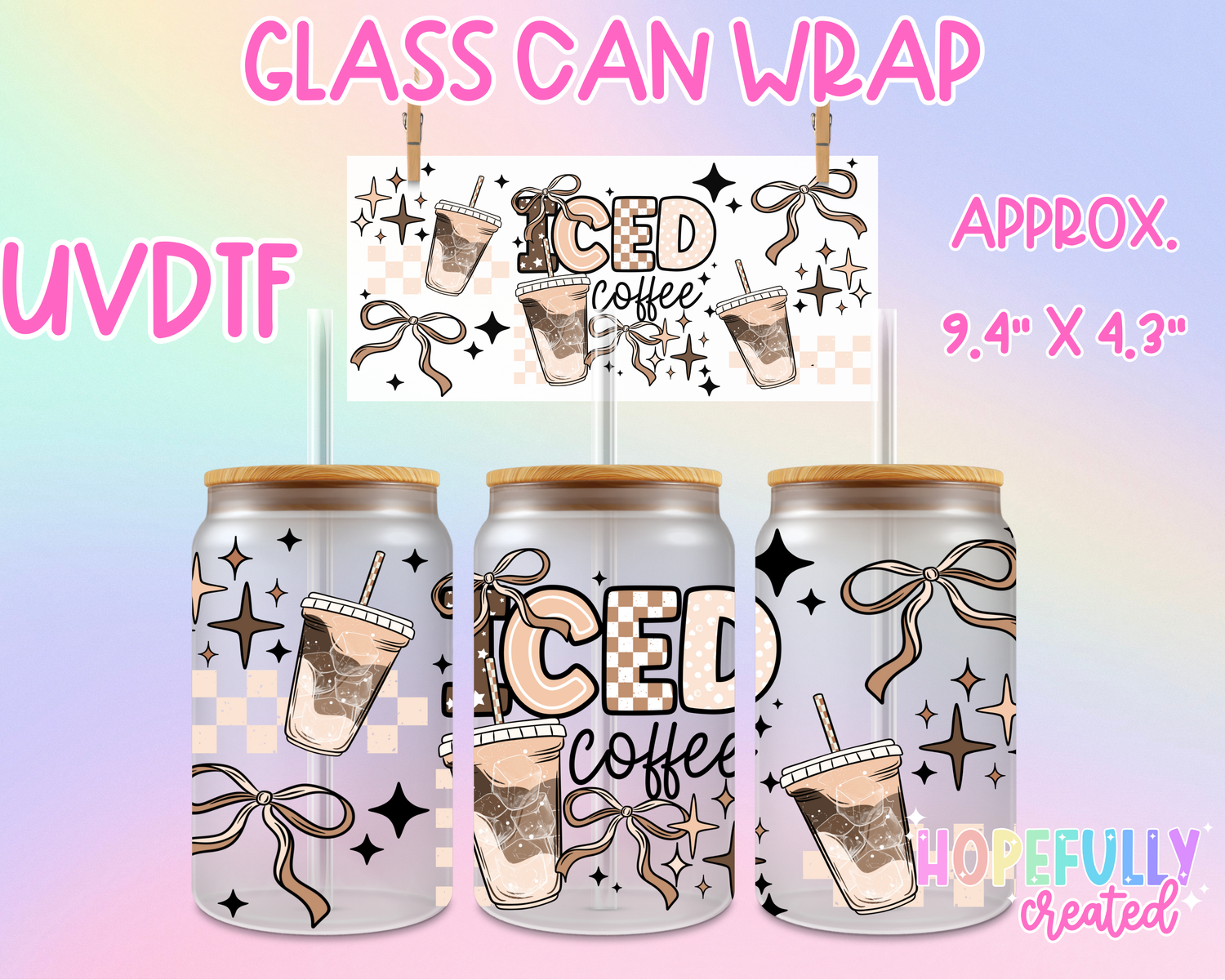 Iced Coffee Brown UVDTF Glass Can Wrap