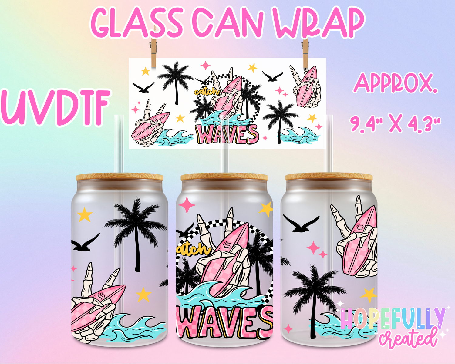 Catch Waves UVDTF Glass Can Wrap