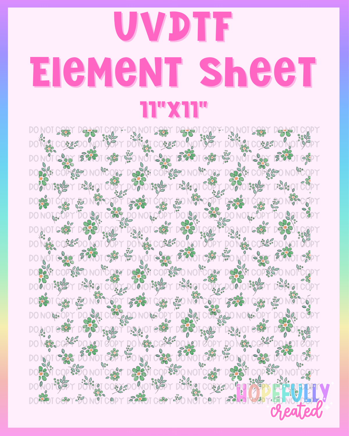Green Flowers UVDTF Element Sheet