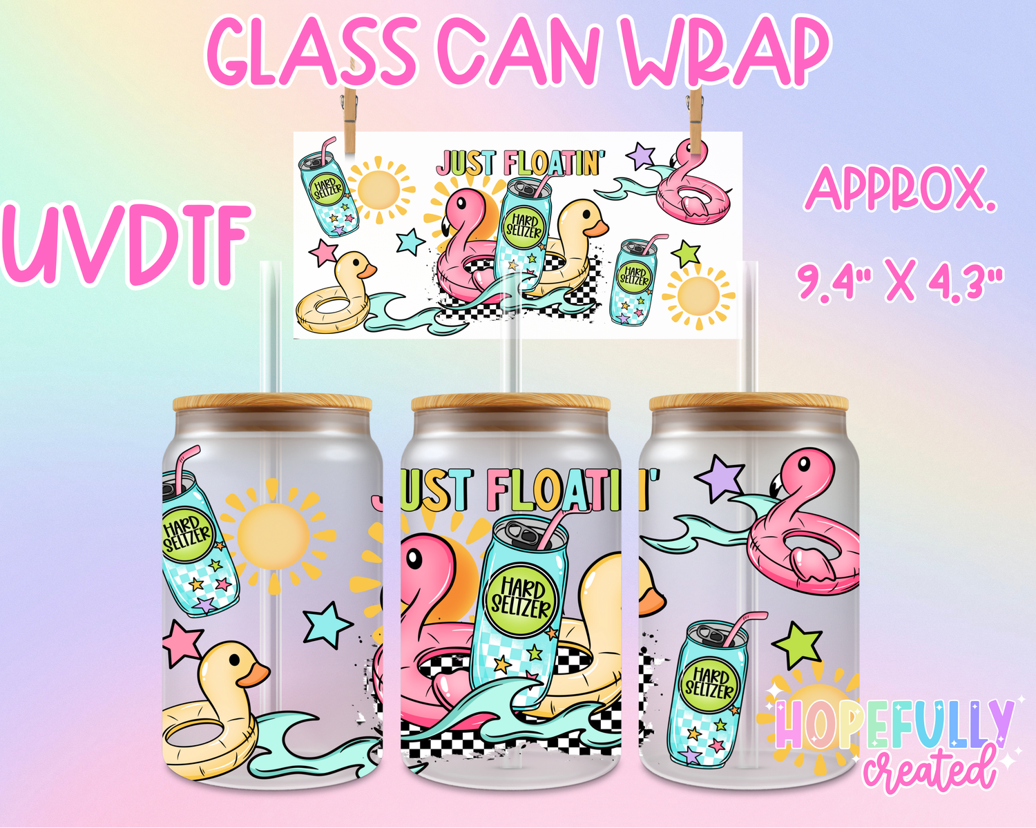Just Floatin UVDTF Glass Can Wrap