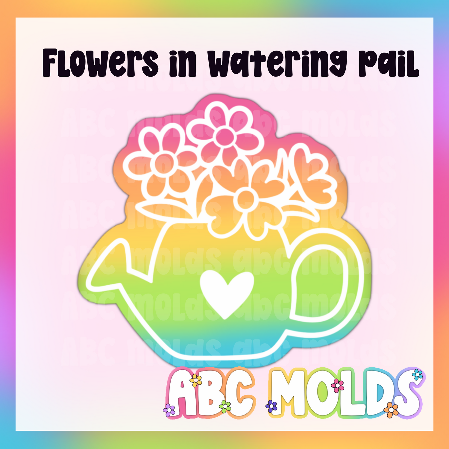 Flowers in watering pail Silicone Mold