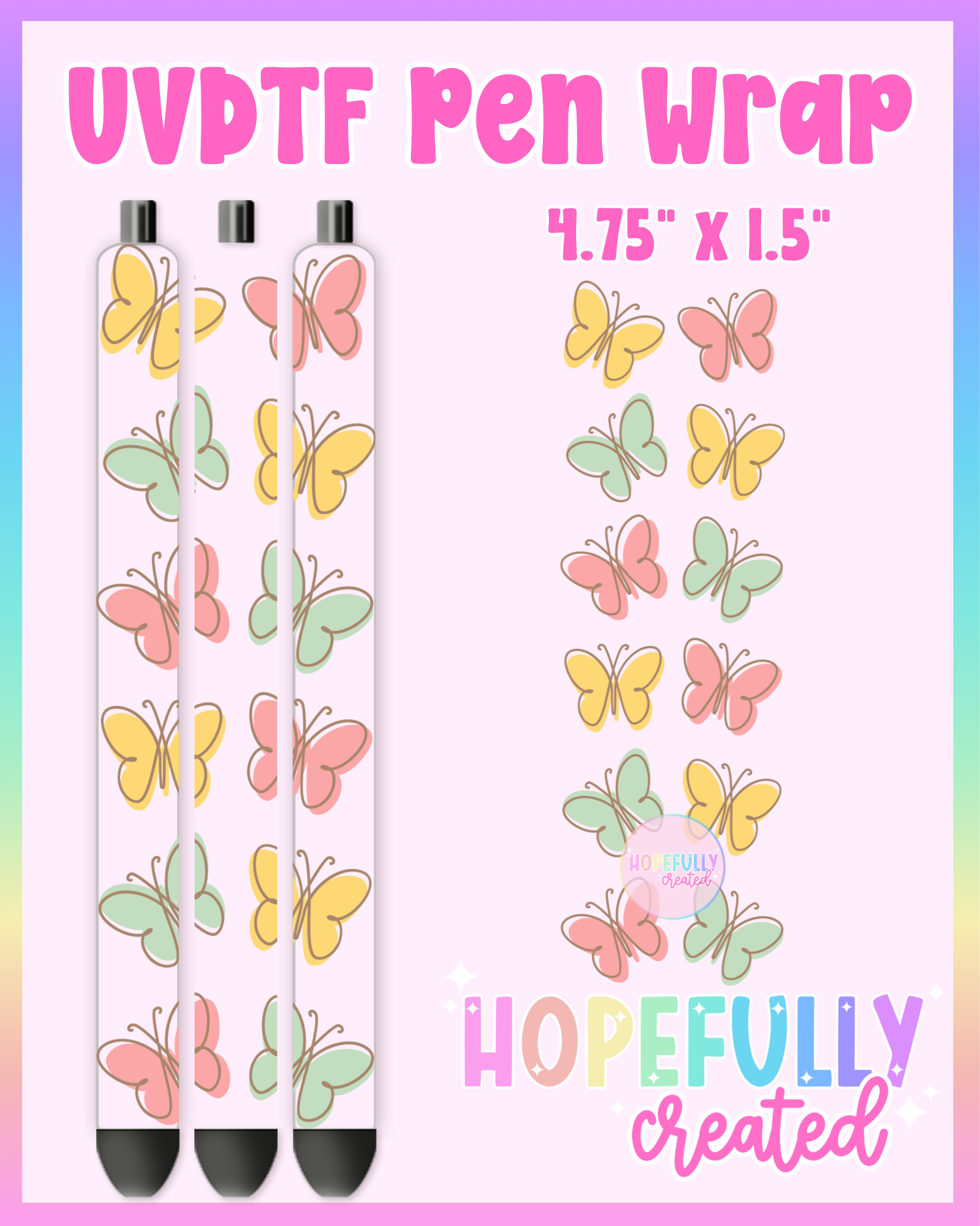 Butterflies UVDTF Pen Wrap