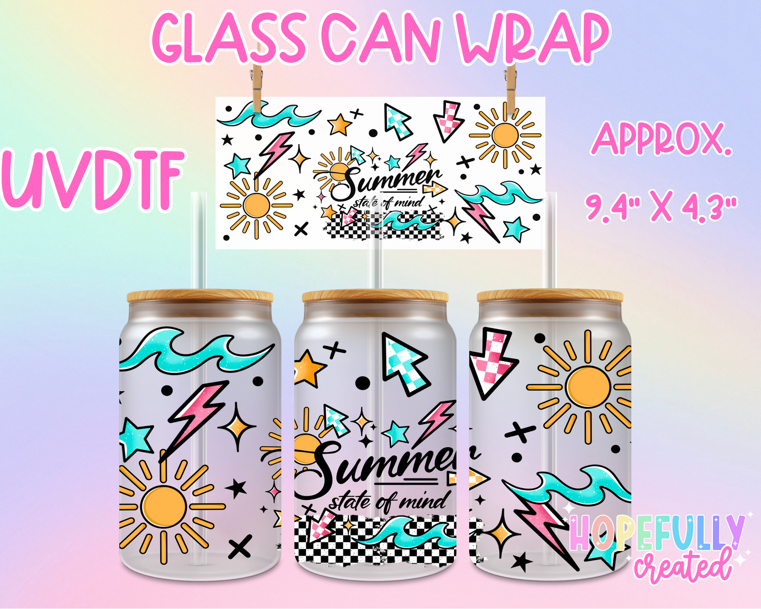 Summer State of Mind UVDTF Glass Can Wrap