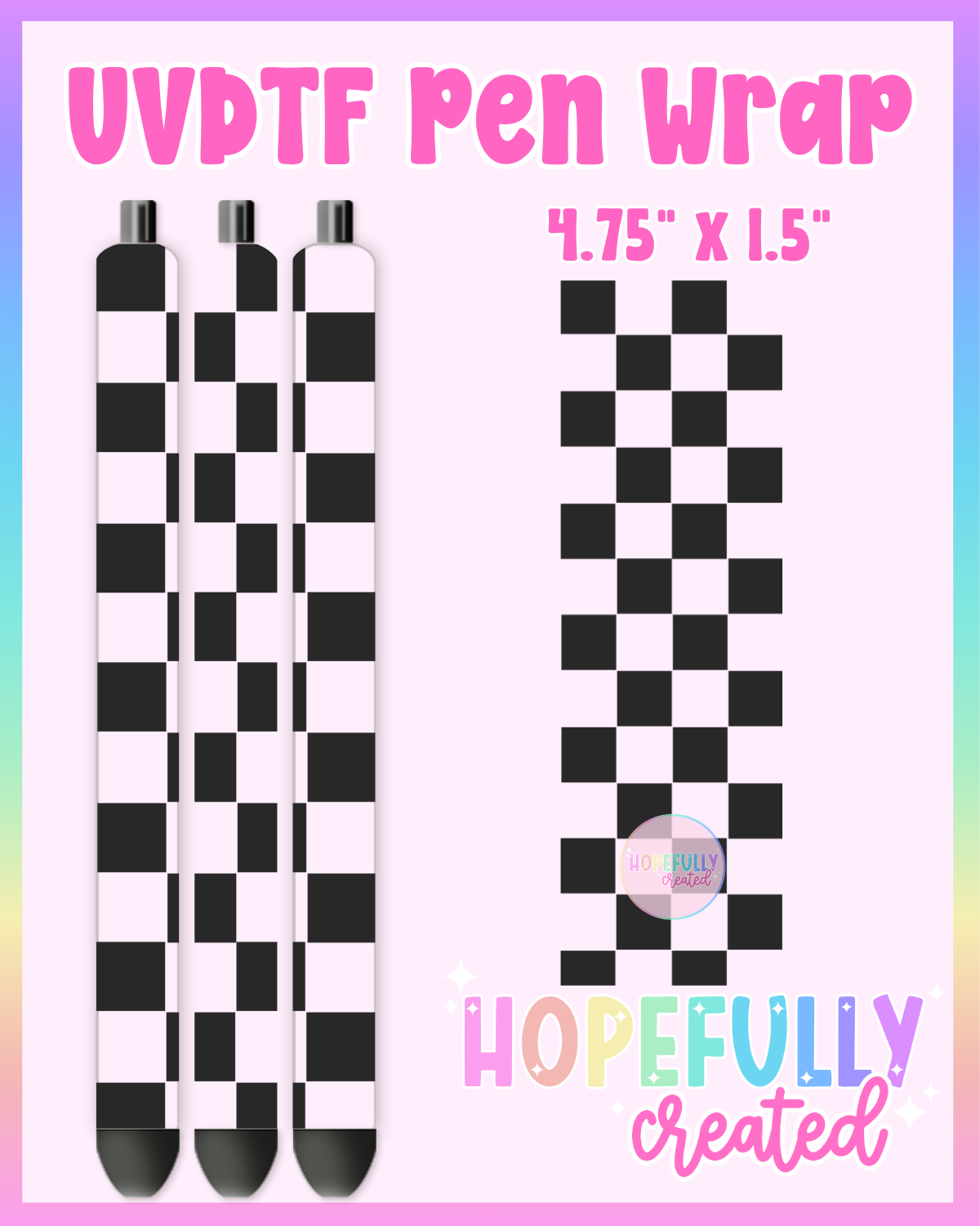 Black Checker UVDTF Pen Wrap