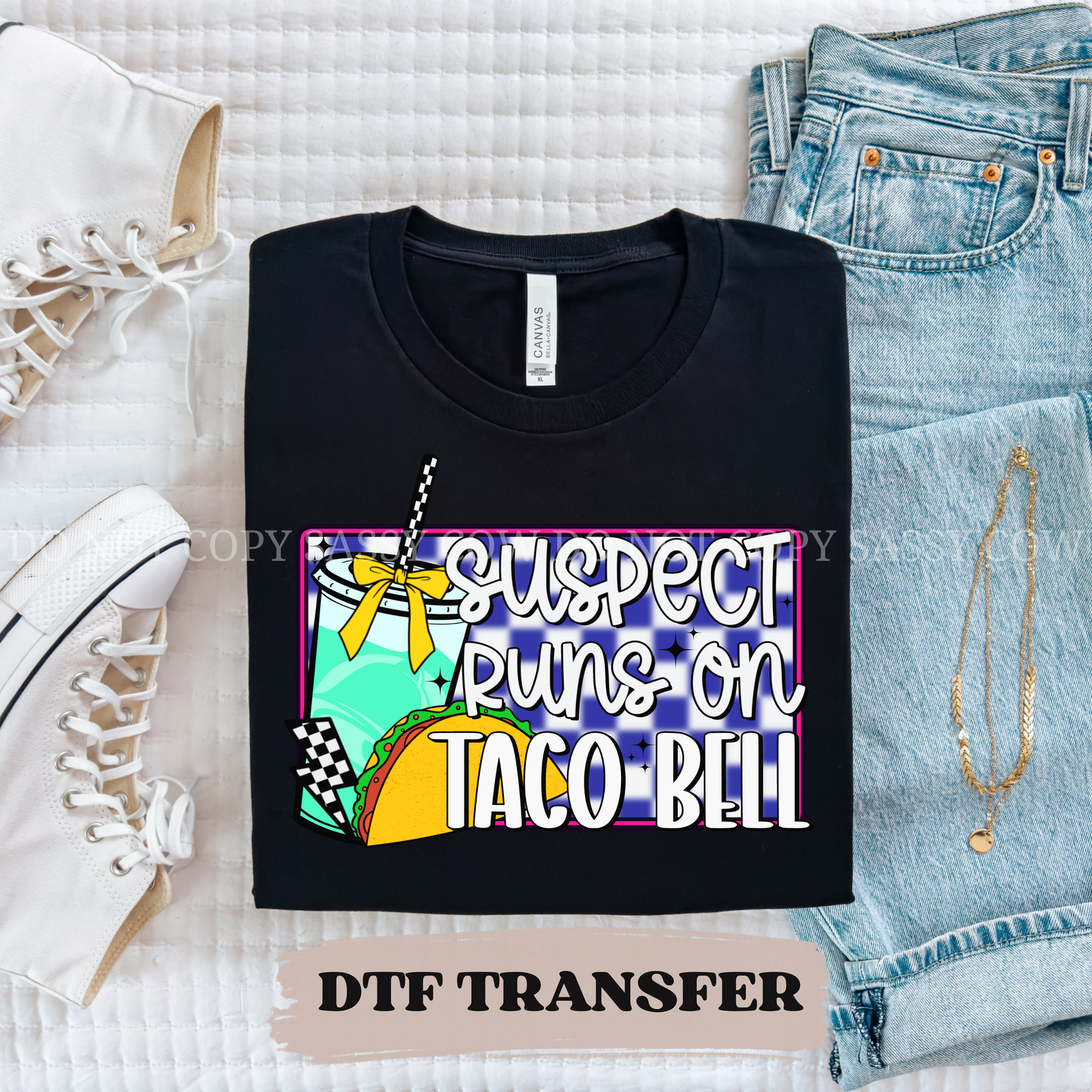 SUSPECT RUNS ON TACO BELL - DTF TRANSFER 0163