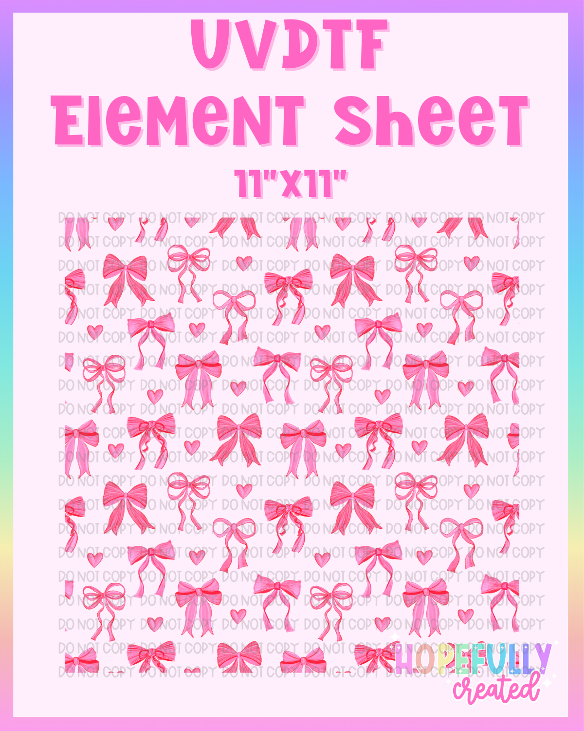 Pink Bows UVDTF Element Sheet