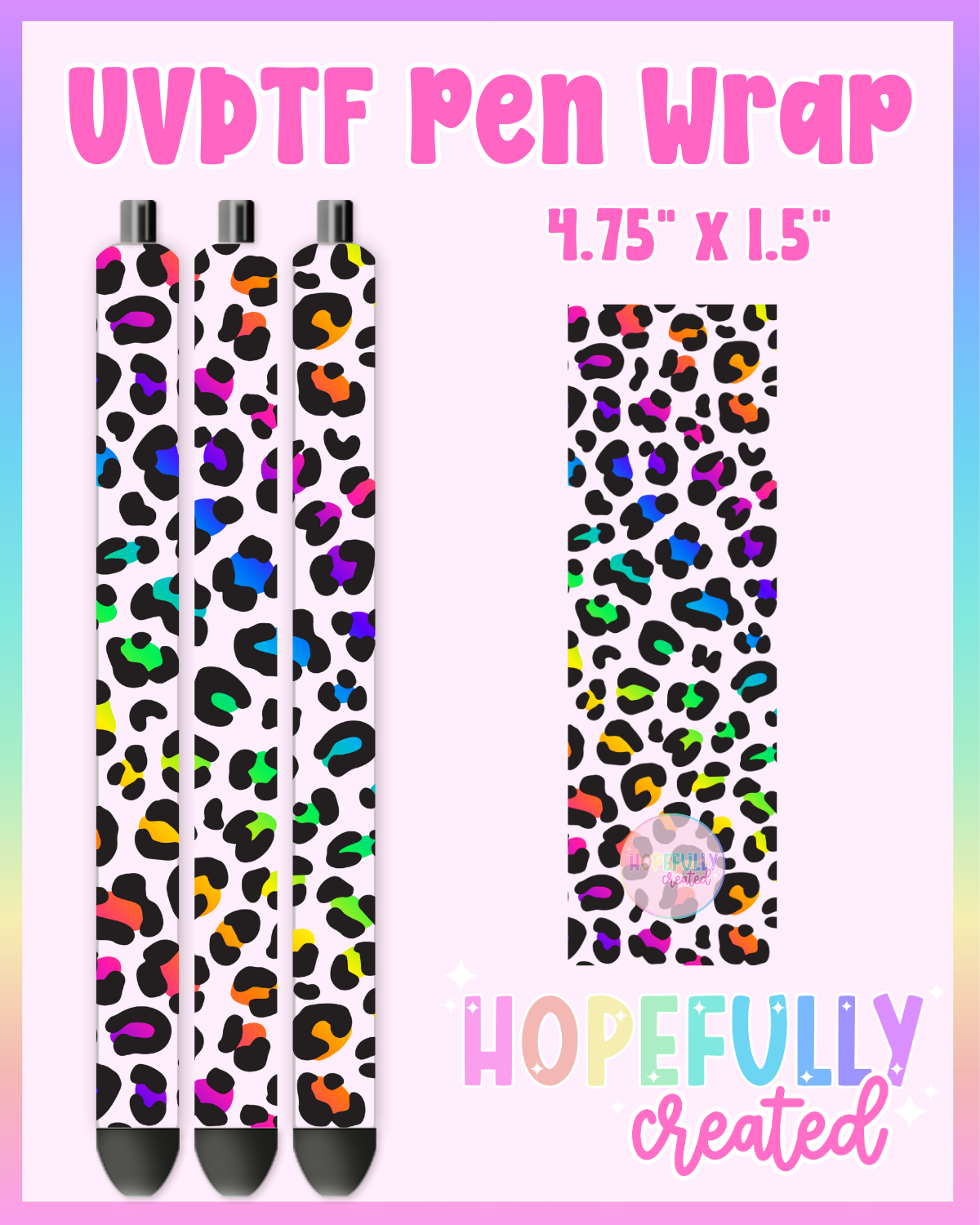 Rainbow Leopard UVDTF Pen Wrap