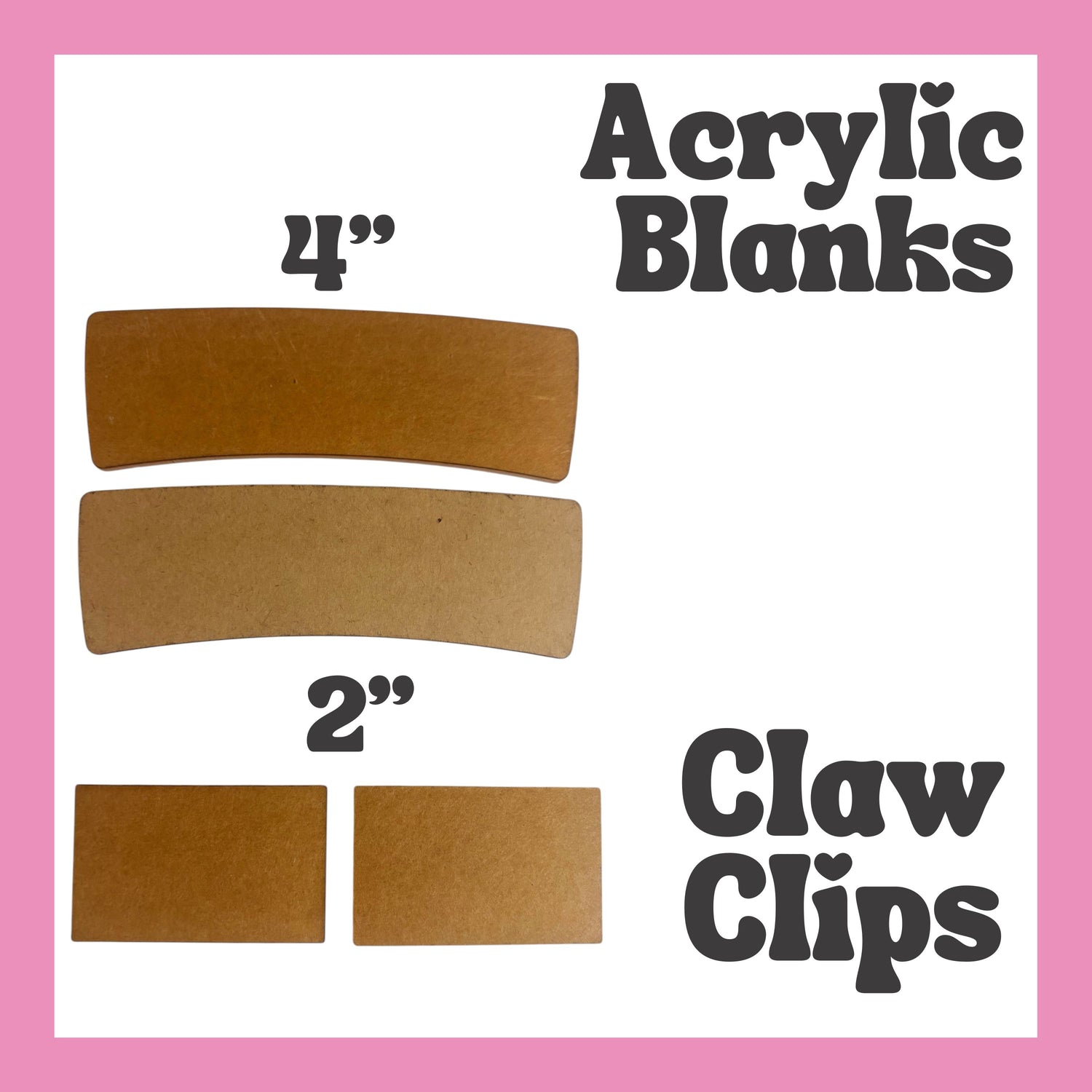 Claw Clip Acrylic Blanks (3 sets)