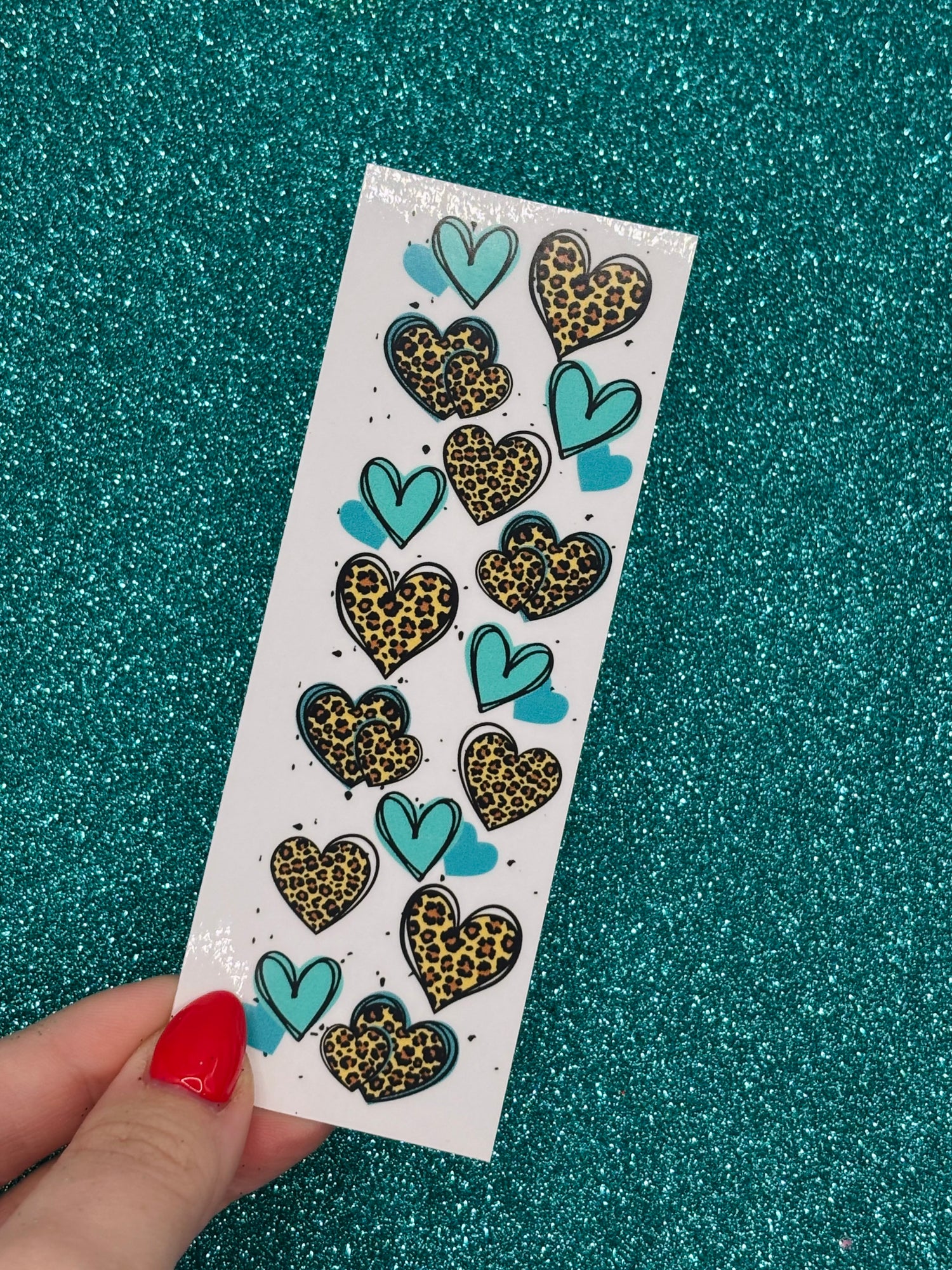 TEAL LEOPARD HEARTS - Vinyl Pen Wrap