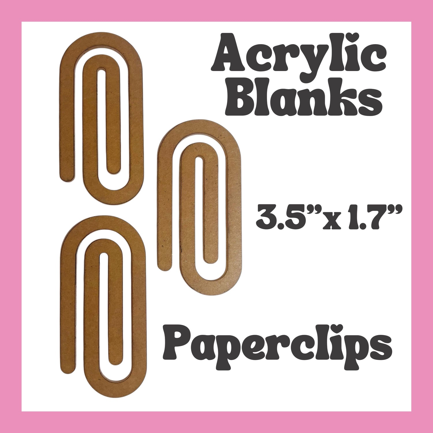 Paperclip Acrylic Blank 3pc