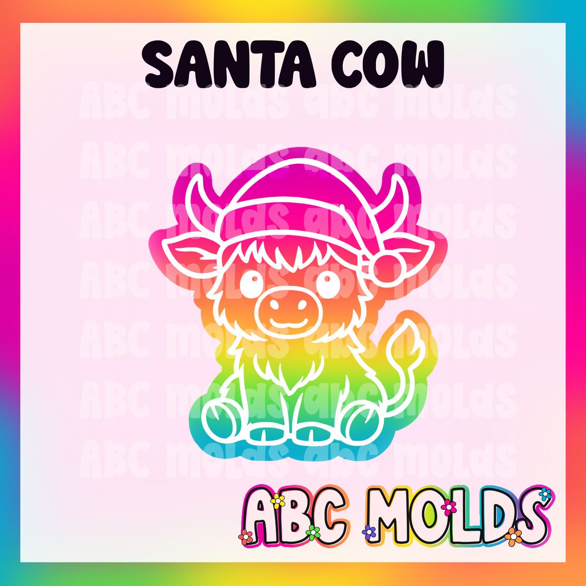 Santa hat cow Silicone Freshie Mold