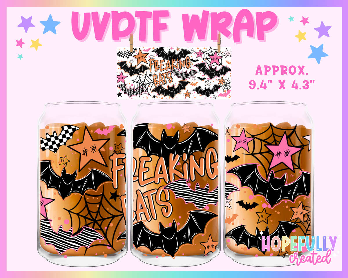 Bats UVDTF Glass Can Wrap