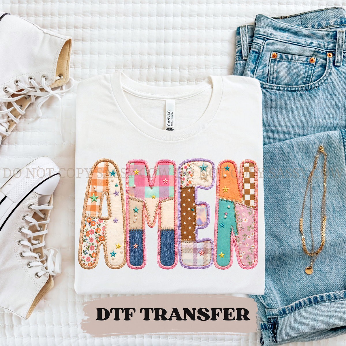 PATCHWORK AMEN - DTF TRANSFER 0447