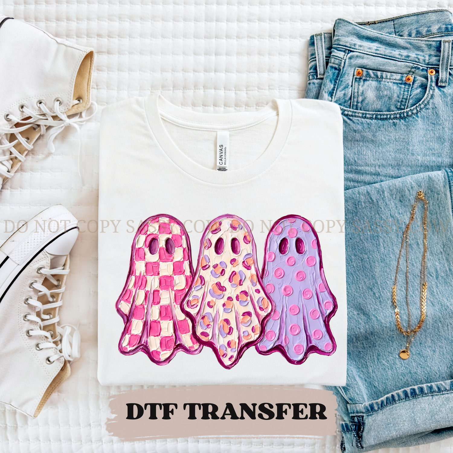CUTE RETRO GHOSTS- DTF TRANSFER 0452