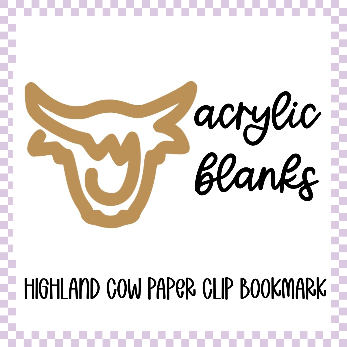 Acrylic Blank - Highland Cow Paper Clip Bookmark (3pc)