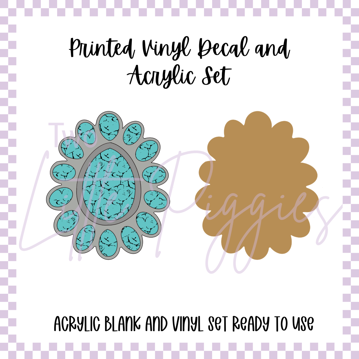 Printed Vinyl and Acrylic Set - Western Teal Crackle - Concho