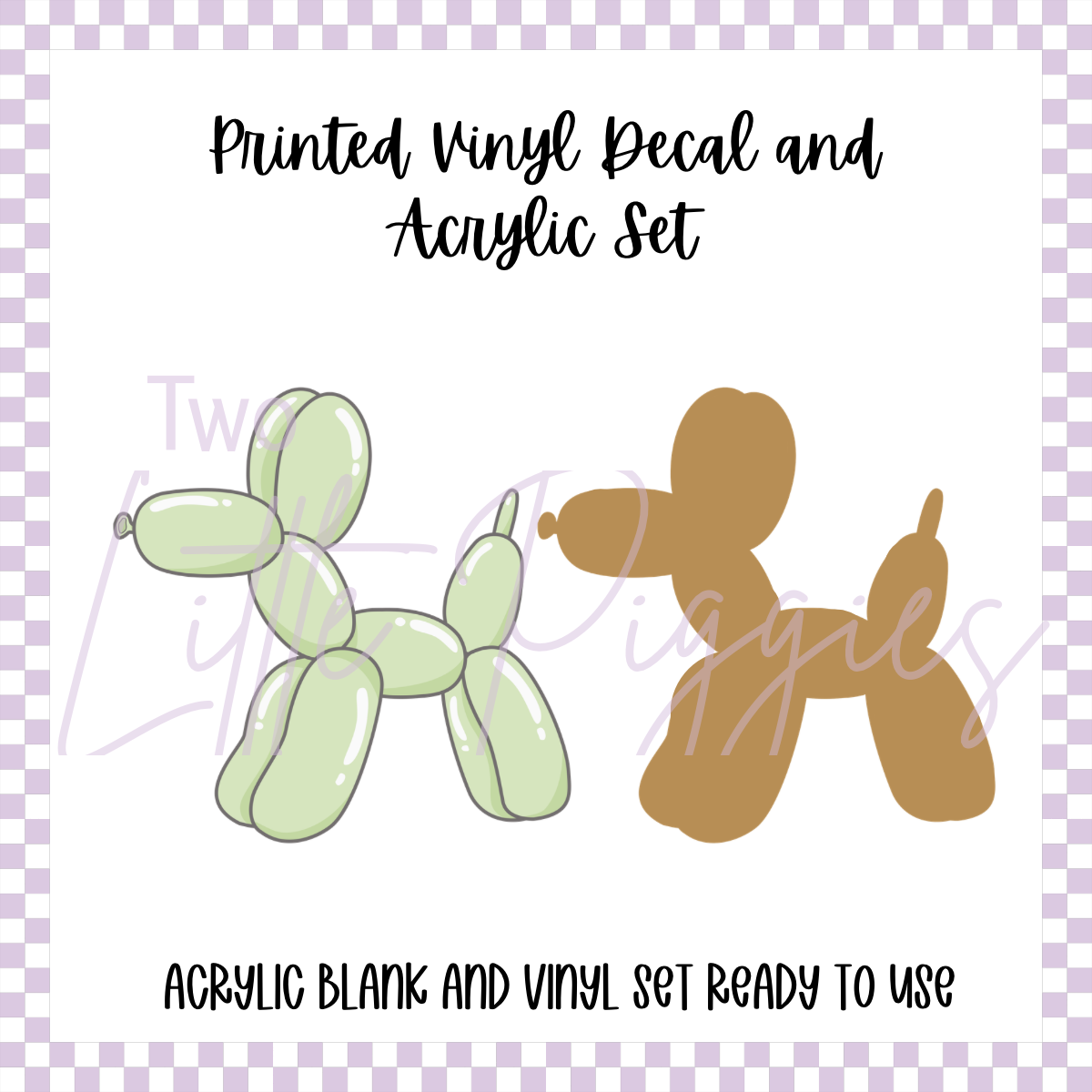 Printed Vinyl and Acrylic Set - Pastel Balloon Dog