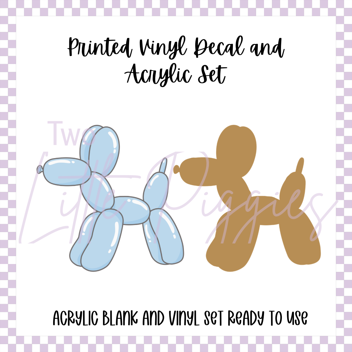 Printed Vinyl and Acrylic Set - Pastel Balloon Dog