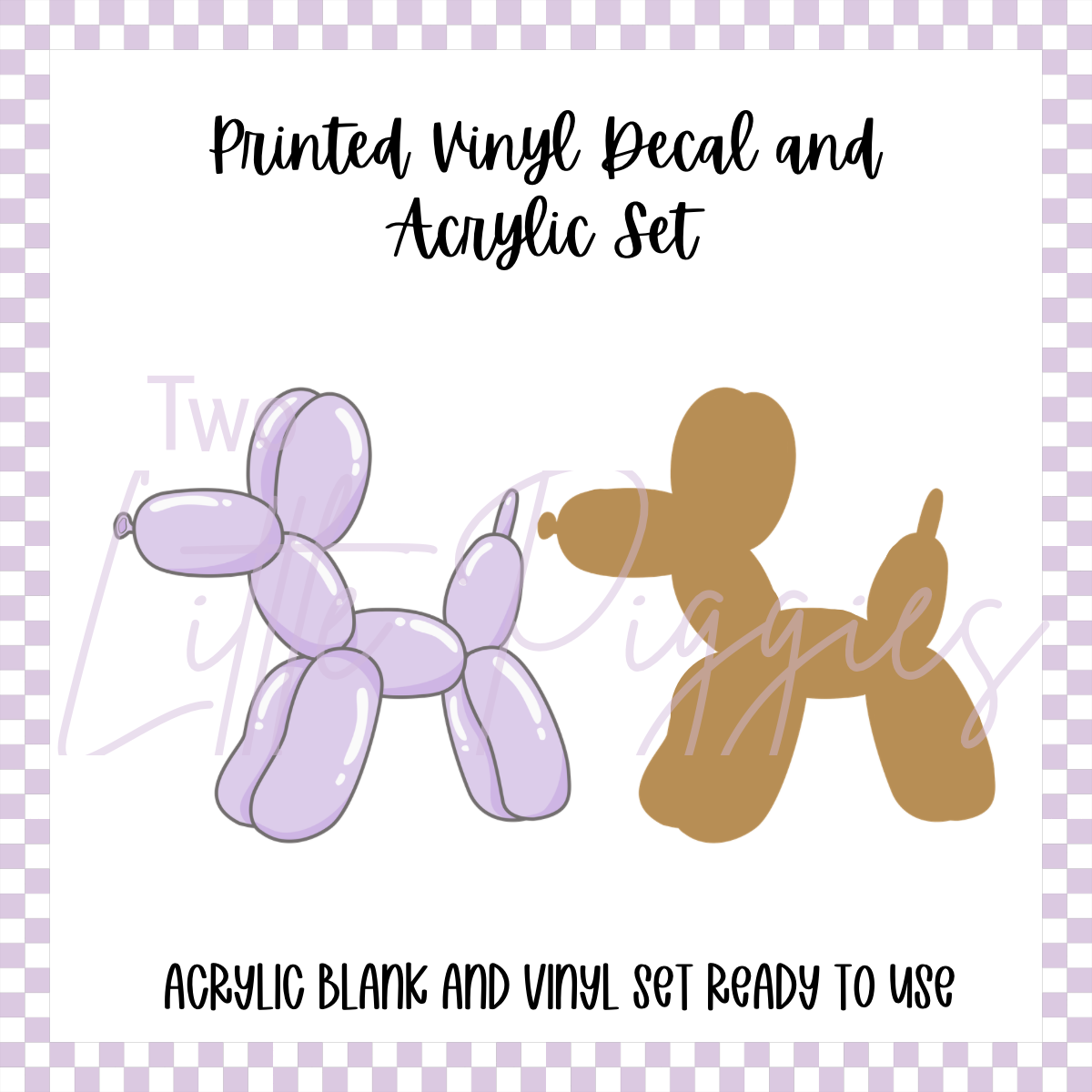 Printed Vinyl and Acrylic Set - Pastel Balloon Dog