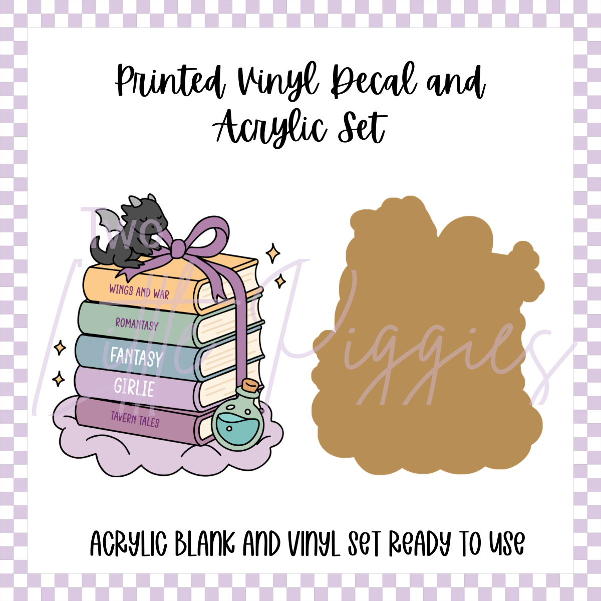 Printed Vinyl and Acrylic Set - Fantasy Girlie Book Stack