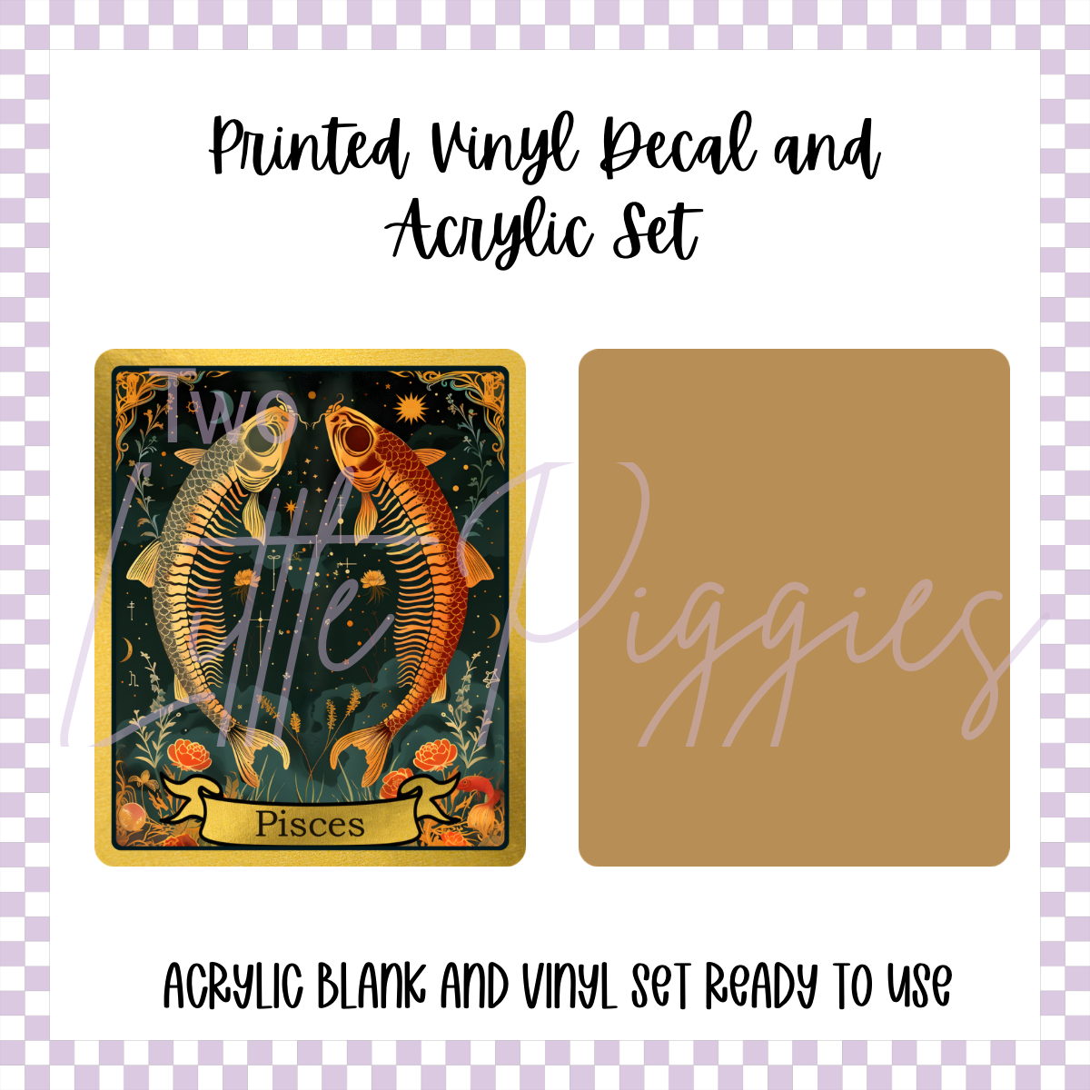 Printed Vinyl and Acrylic Set - Skeleton Tarot Pisces