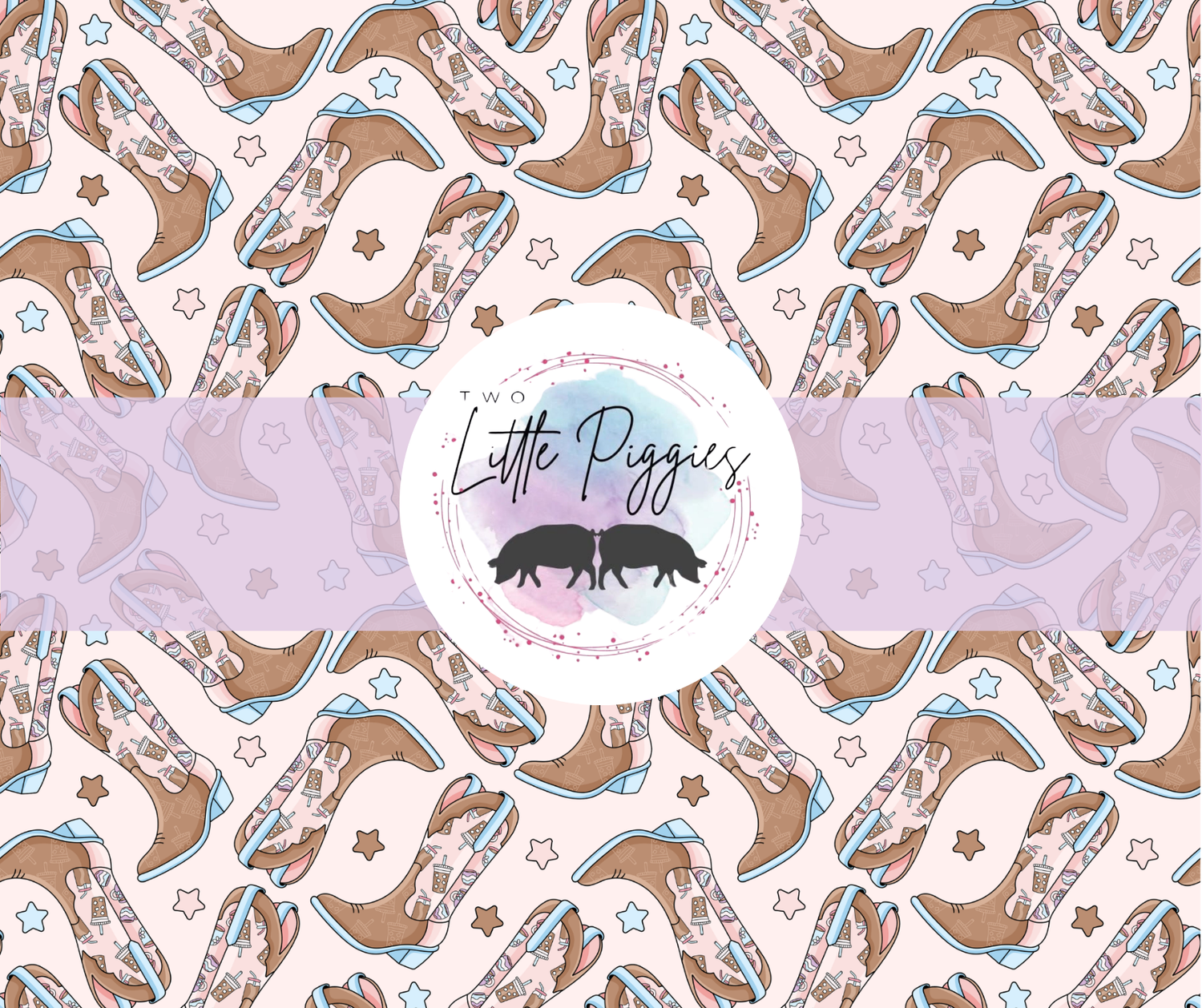 Printed Vinyl - Cowgirl Boots - Coffee