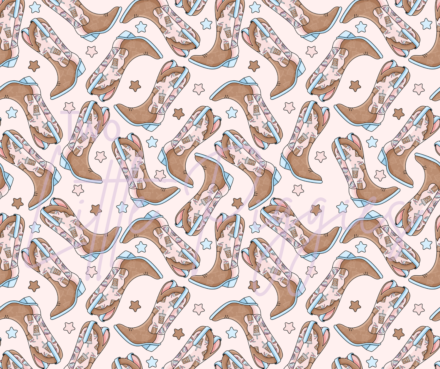 Printed Vinyl - Cowgirl Boots - Coffee