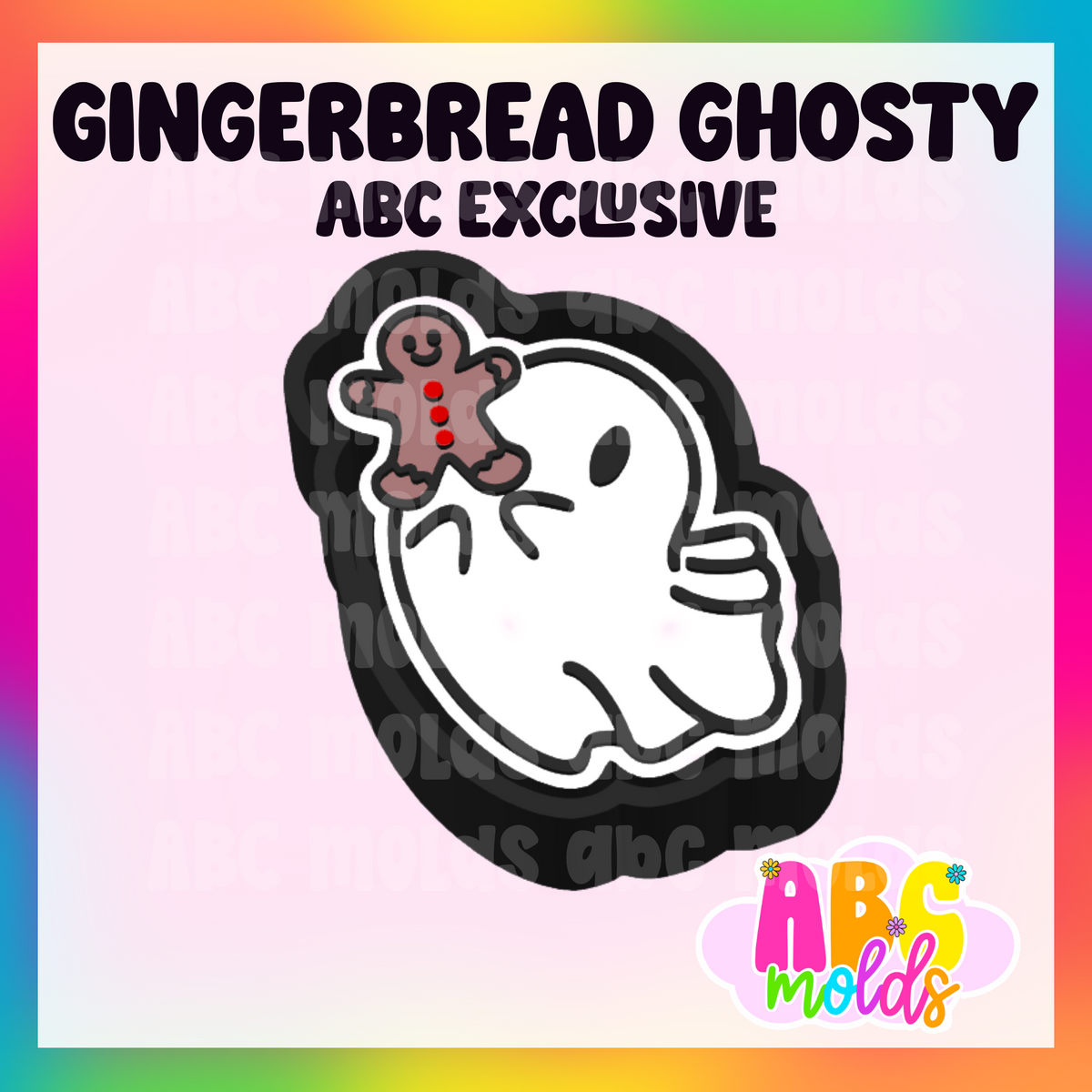Ghost holding gingerbread man - Silicone Freshie Mold