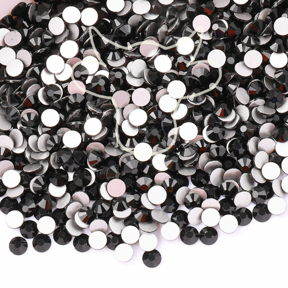 BLACK GLASS FLATBACK RHINESTONES