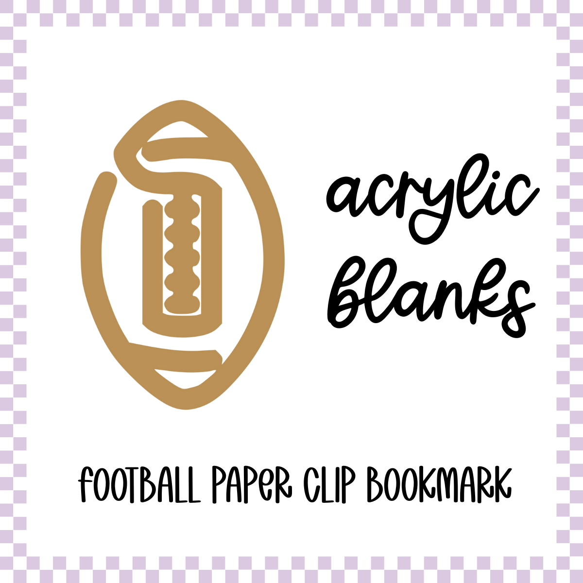 Acrylic Blank - Football Paper Clip Bookmark (3pc)