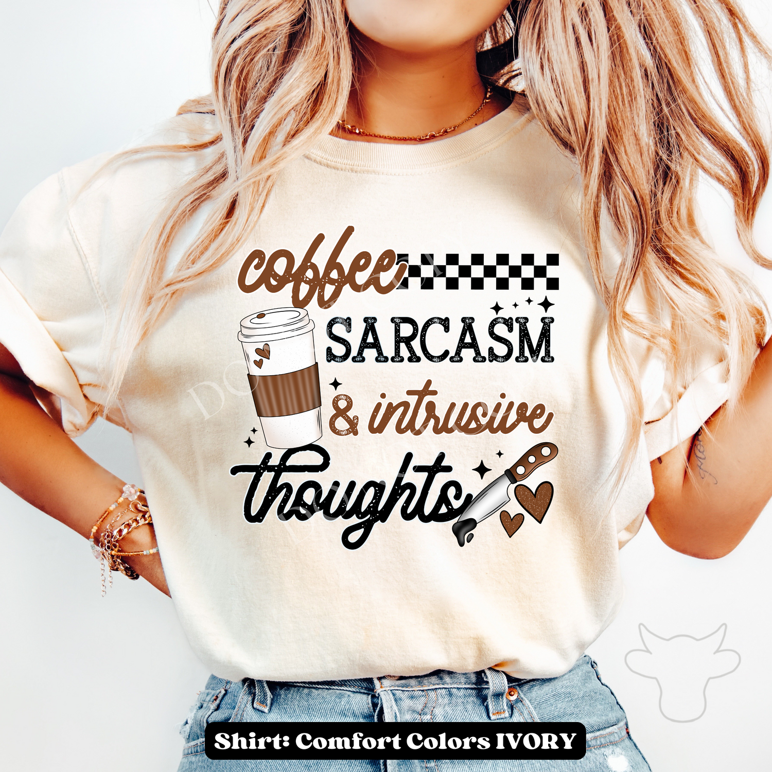 COFFEE, SARCASM & INTRUSIVE THOUGHTS Regular DTF Transfer