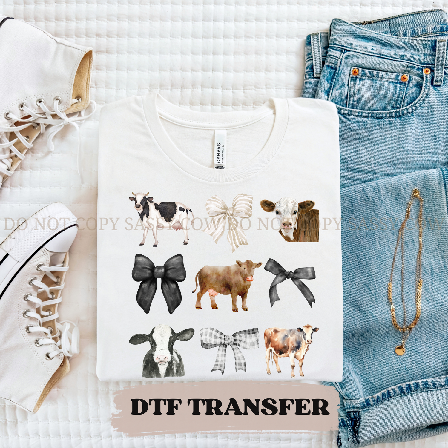 COW & BOW GRID DTF Transfer