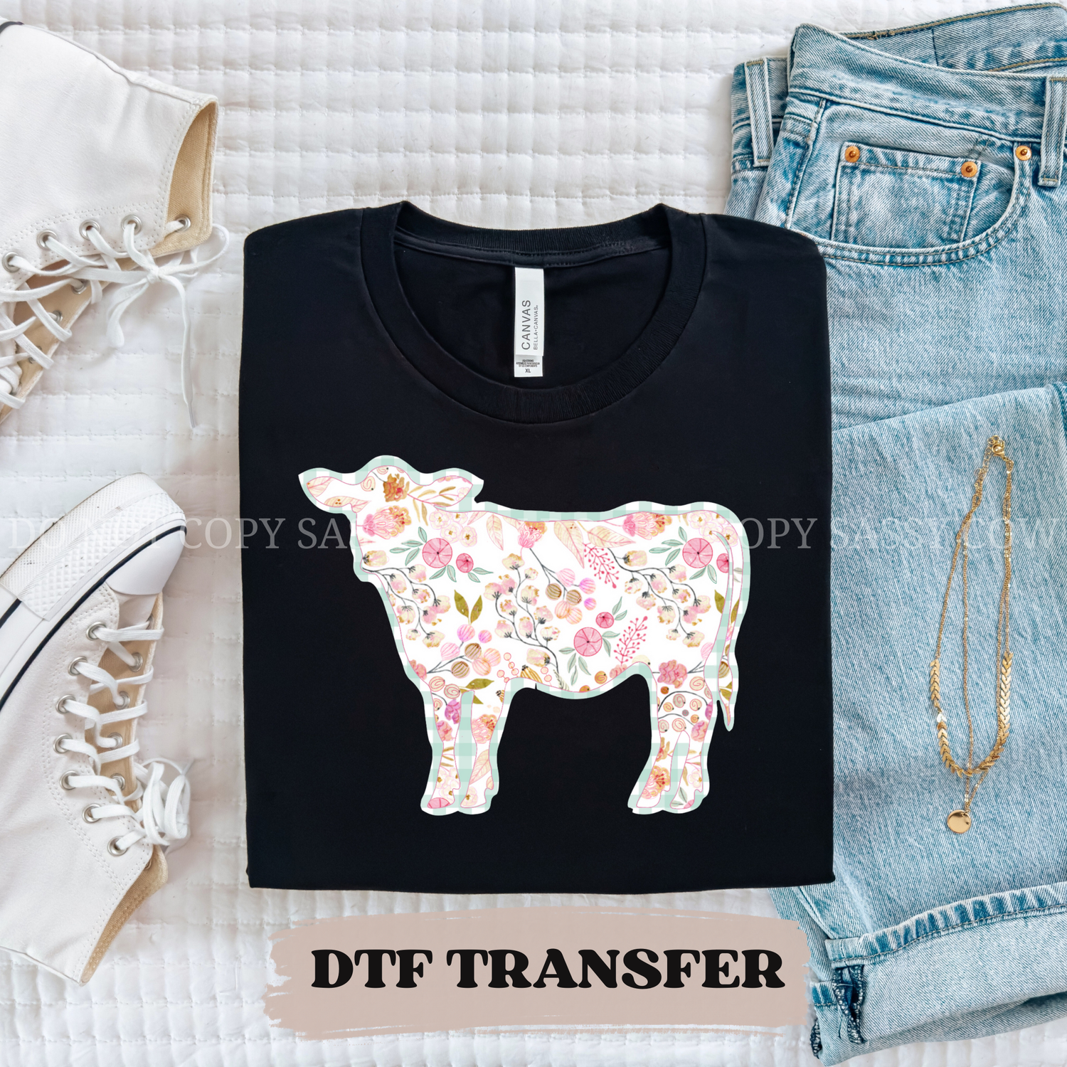 FLORAL COW DTF Transfer