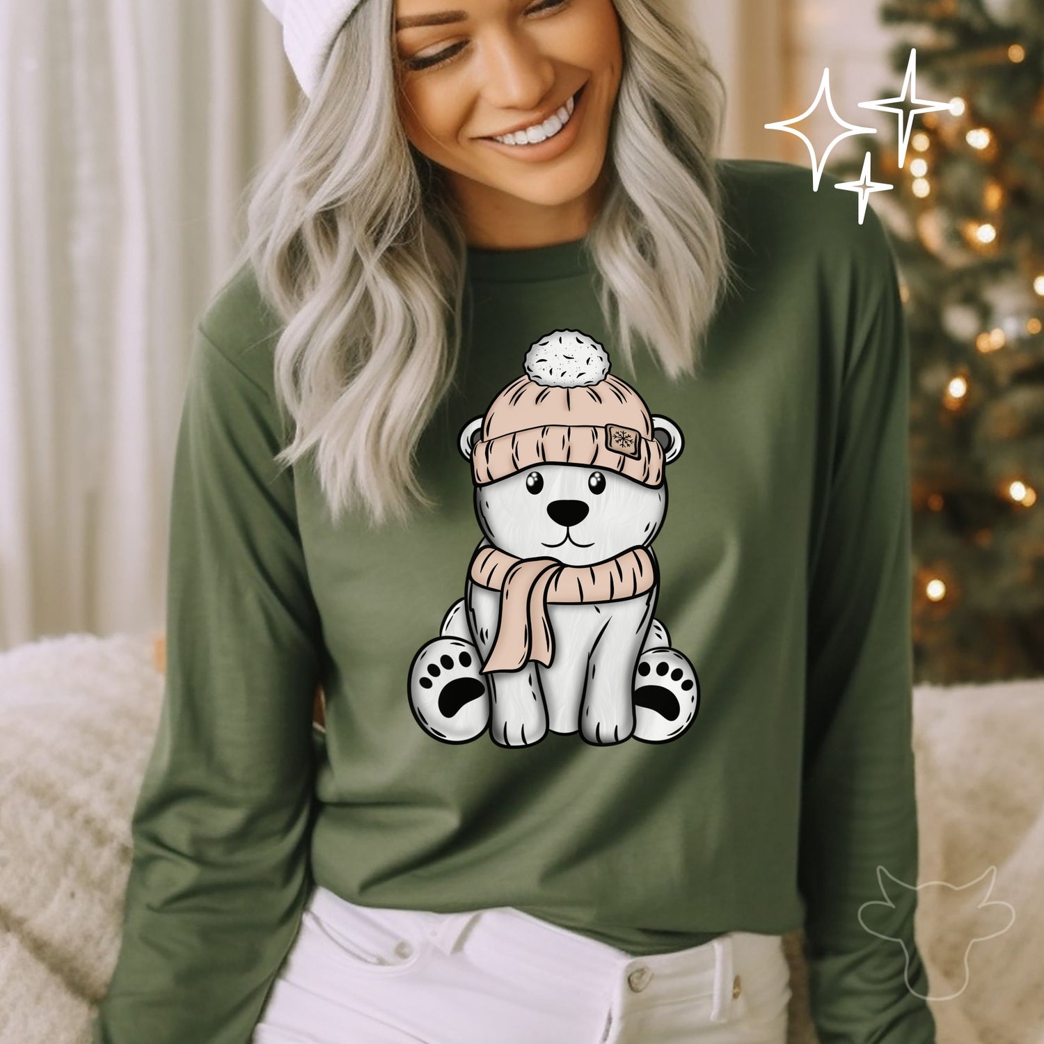 BEANIE POLAR BEAR Glitter DTF Transfer