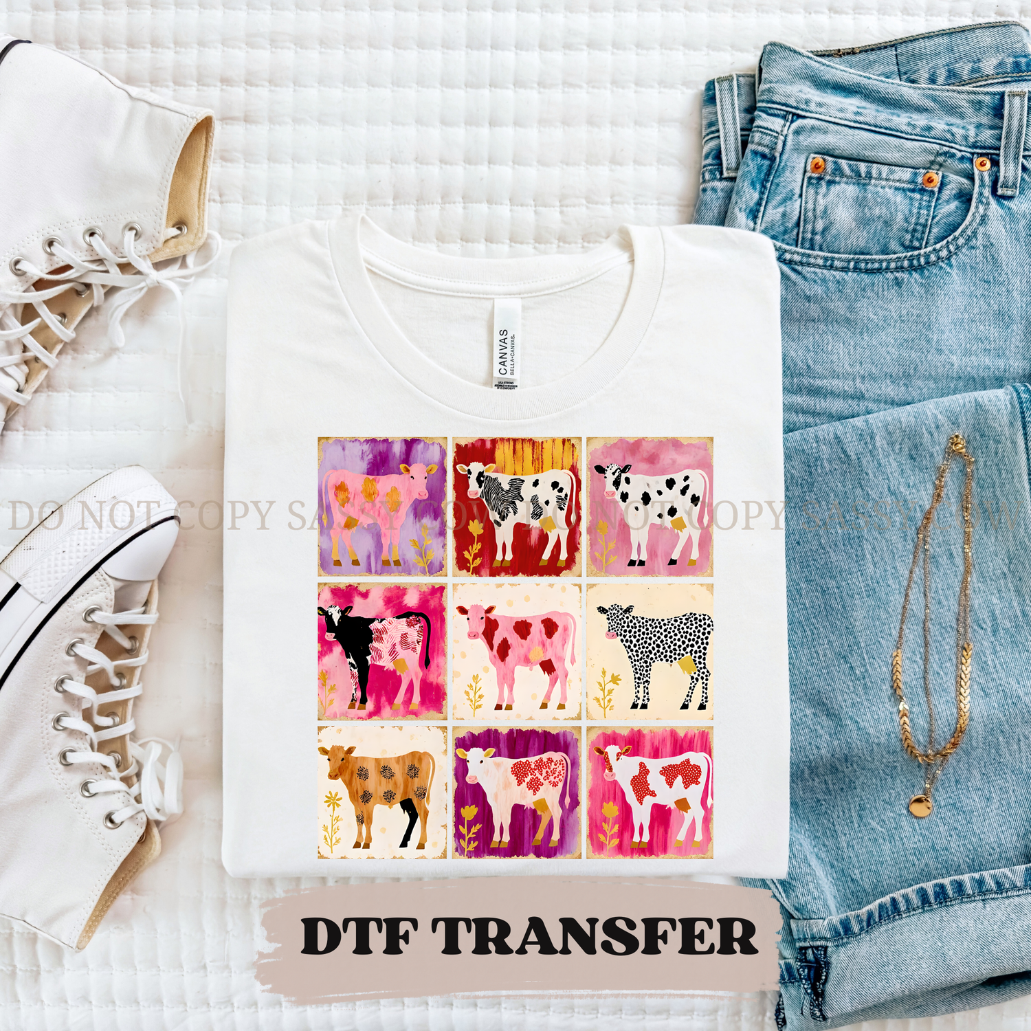 ABSTRACT COW GRID DTF Transfer