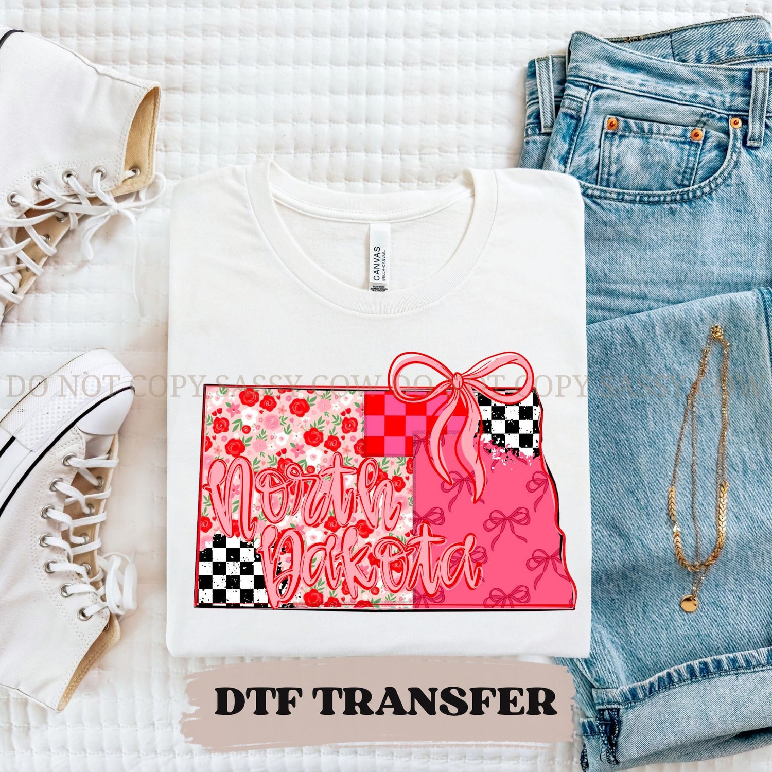 NORTH DAKOTA GIRLY STATE - DTF TRANSFER 096