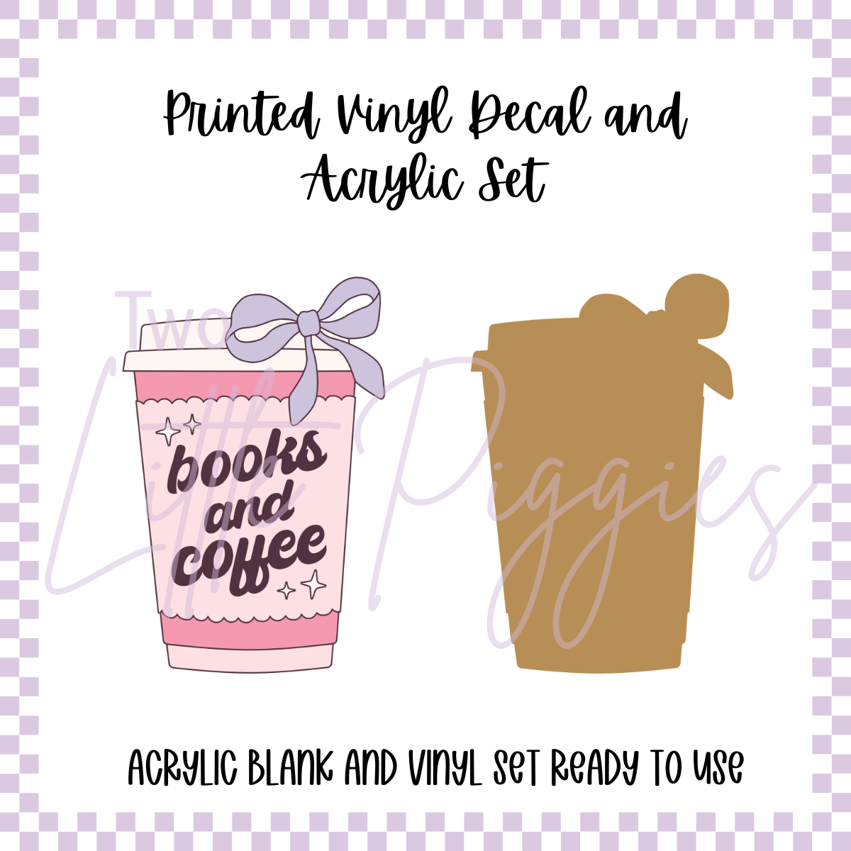 Printed Vinyl and Acrylic Set - Pastel Bookish - Books and Coffee