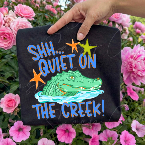 QUIET ON THE CREEK BLUE TEE - 055