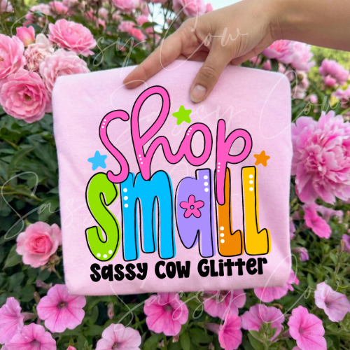SHOP SMALL SASSY COW GLITTER TEE - 001