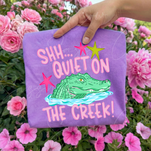 QUIET ON THE CREEK PINK TEE - 054