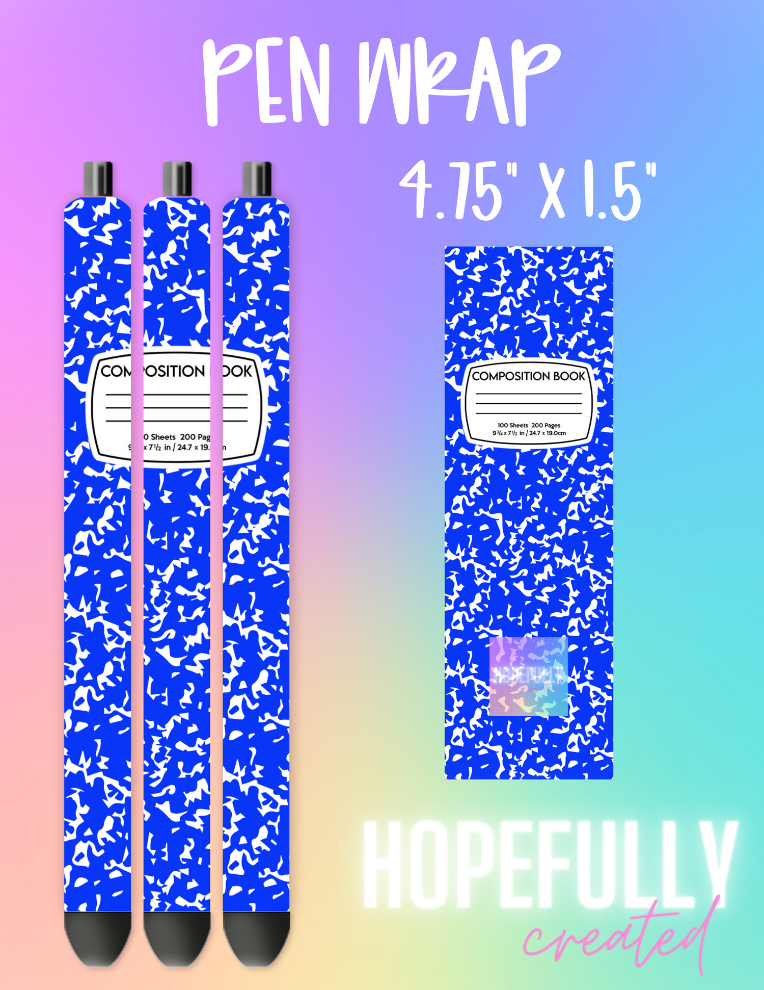 Blue Composition Book Pen Wrap-227